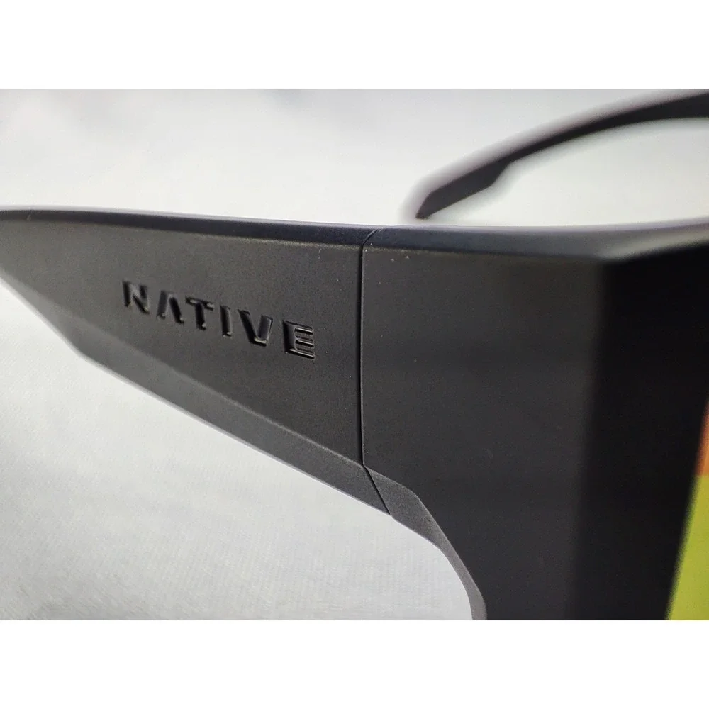Native Eyewear Badlands Polarized Matte Black Green Mirror Wrap 58-16-125